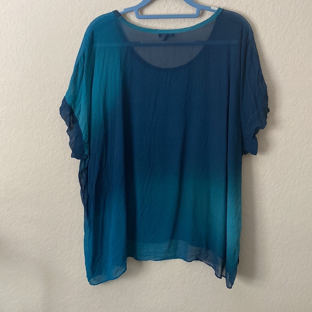 Eileen Fisher Dark Blue Ombre Silk Top size 1X - Picture 5 of 5